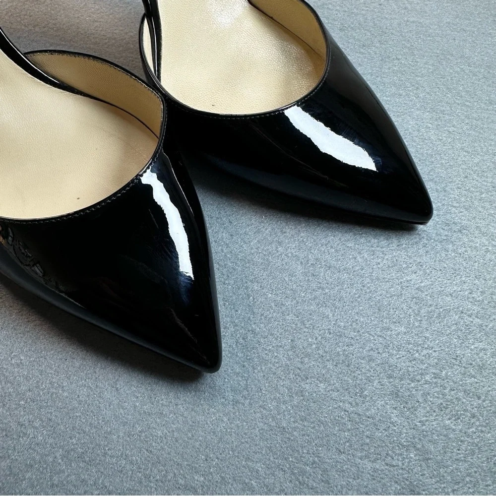 Jimmy Choo Liz 85 Black Patent Leather D’Orsay Pointed Toe Heels Size 40